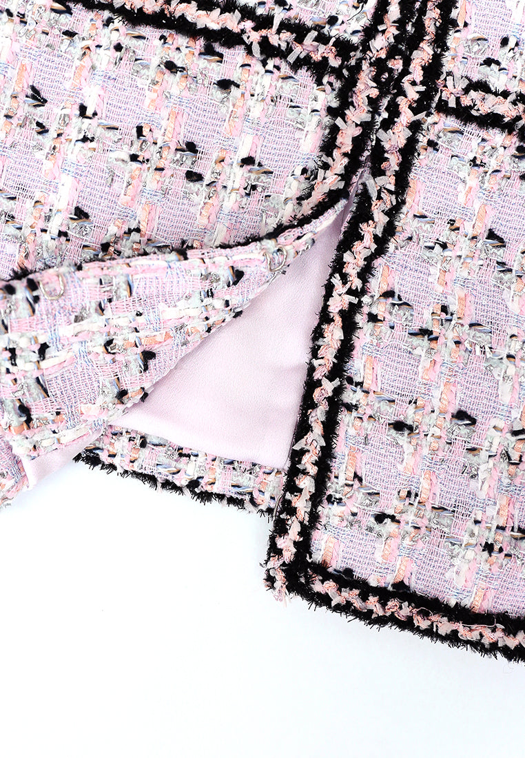 Rose Tweed Carreau Tresse Jacket