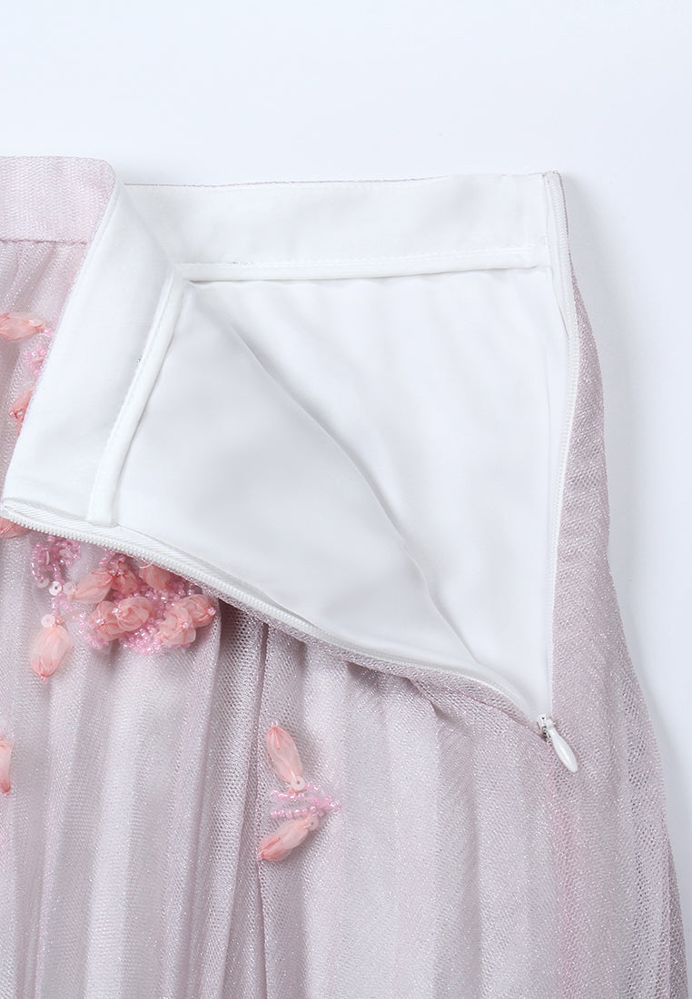 Blush Bloom Pleated Skirt