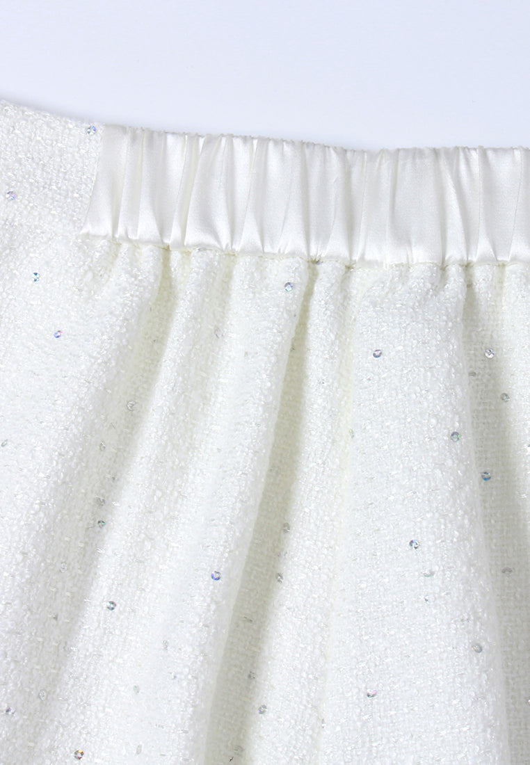 Sequin-Embellished Tweed Straight-Leg Trousers