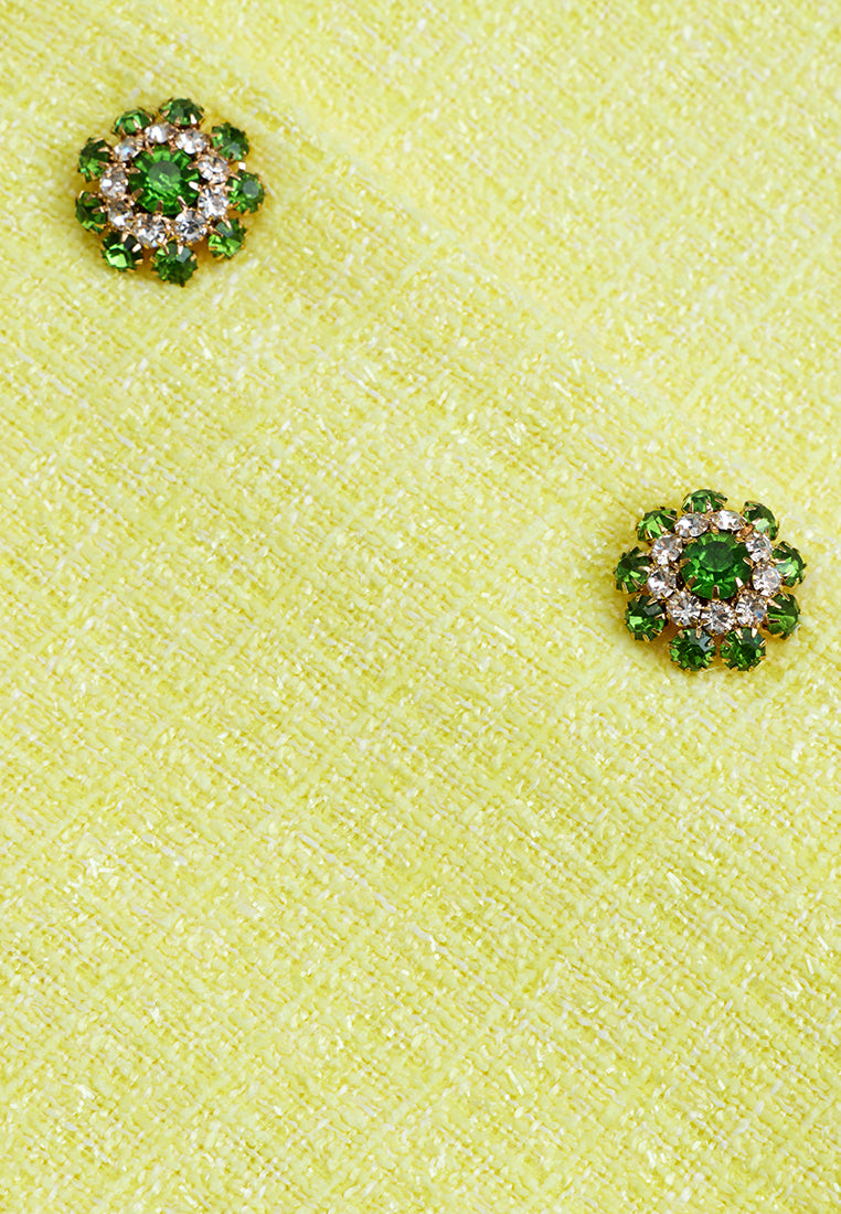 Floral Embellished Frayed-detail Tweed Jacket