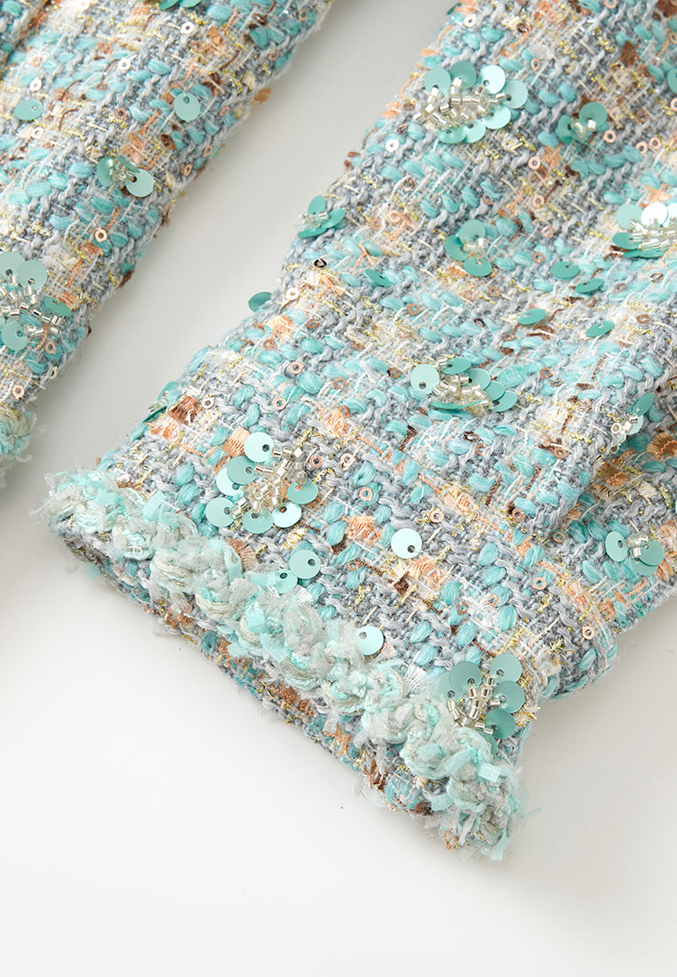 Contrast Checked Tweed Jacket