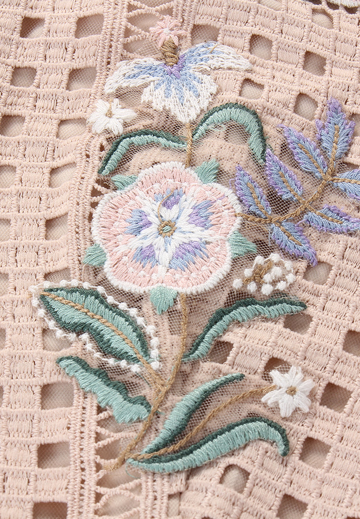 Beige Dentelle Fleuris Dress