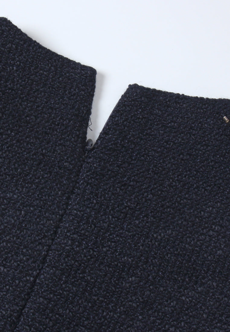 Lueur Embellished Neckline Tweed Dress