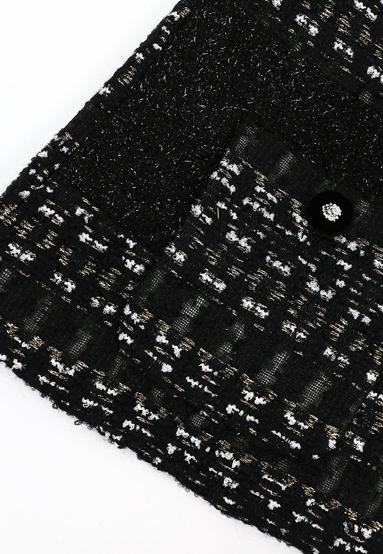 Noir Blanc Tweed Carreau Perlé Jacket