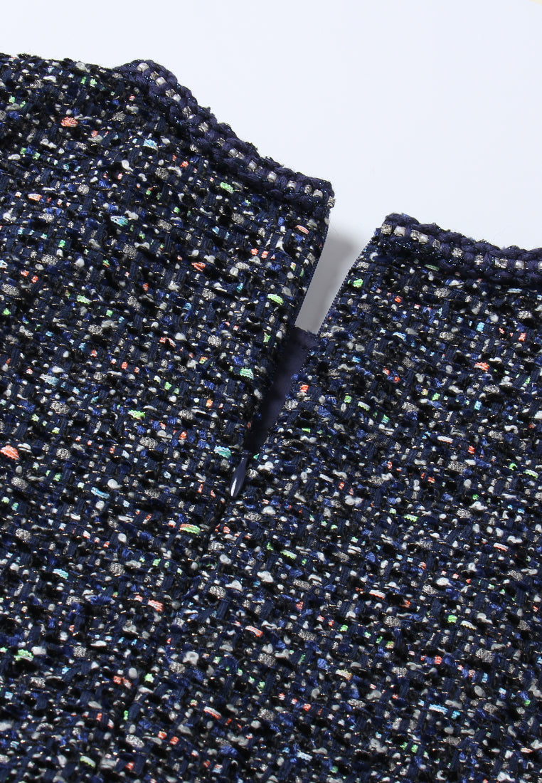 Tweed Bodice Balloon Skirt Dress