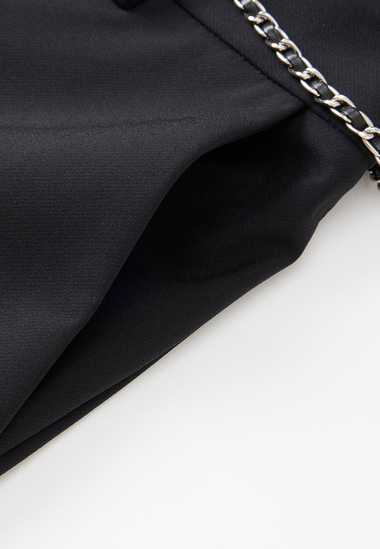 Chain-belt Slim-fit Chiffon Trousers