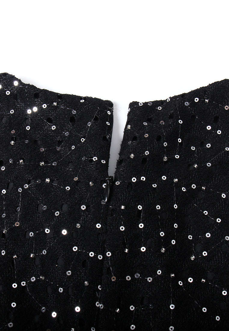 Embellished Bow Sequin Blouse