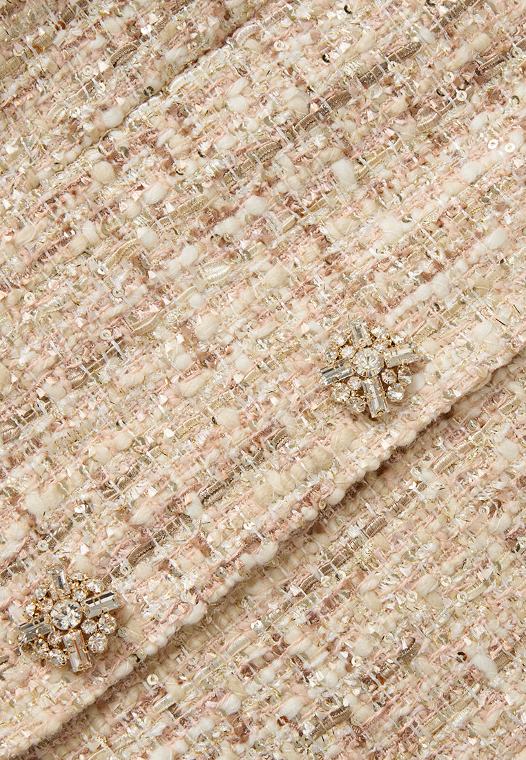 Sequin-detail Lurex Mixed Tweed Coat