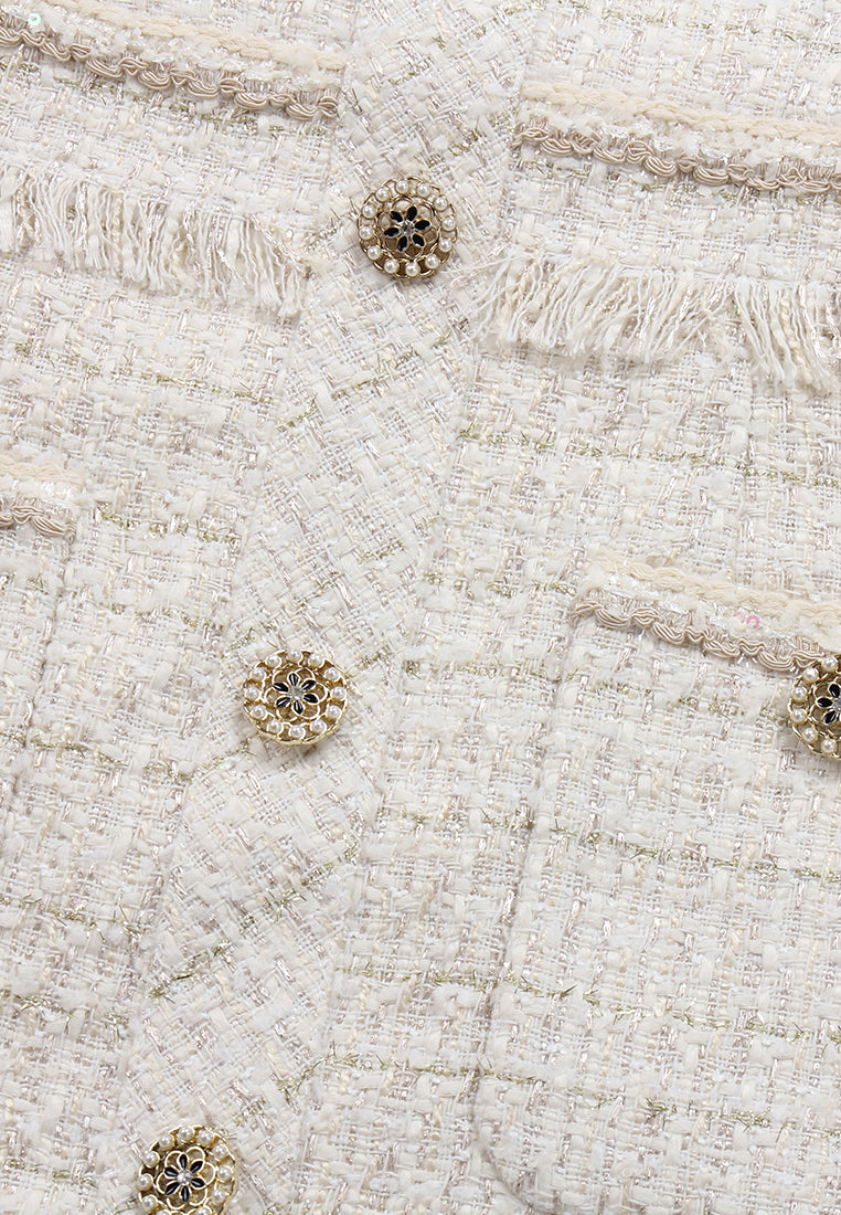 Ivory Tweed Elegance Dress