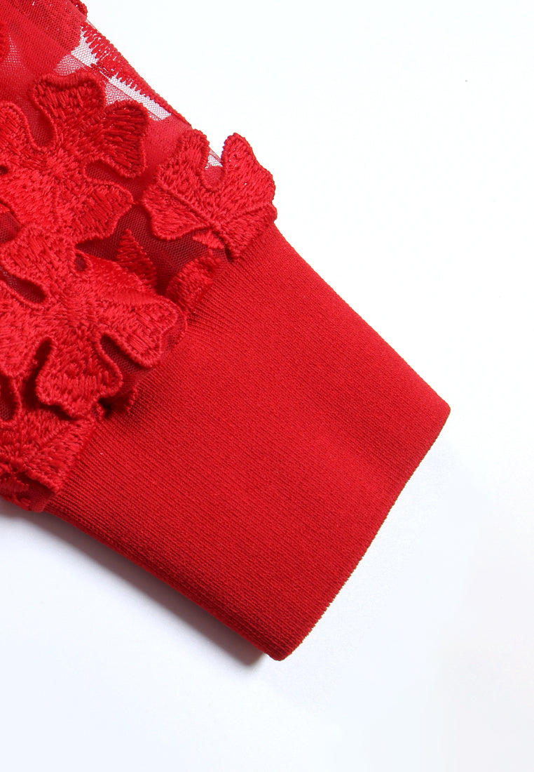 Scarlet Bloom Embellished Top