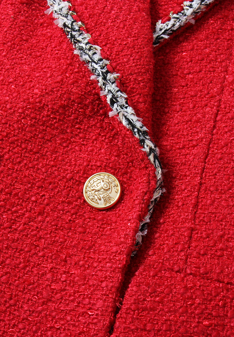 Scarlet Crest Trim Tweed Blazer