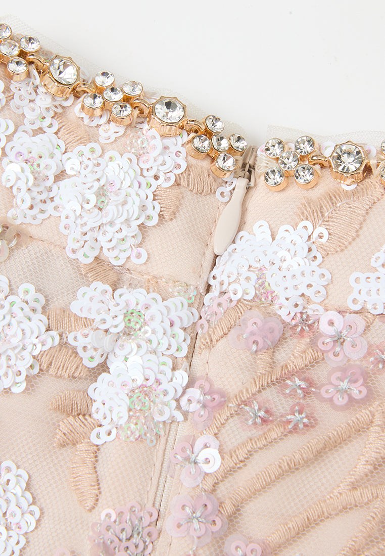 Oriental Stand-collar Embellished Maxi Dress
