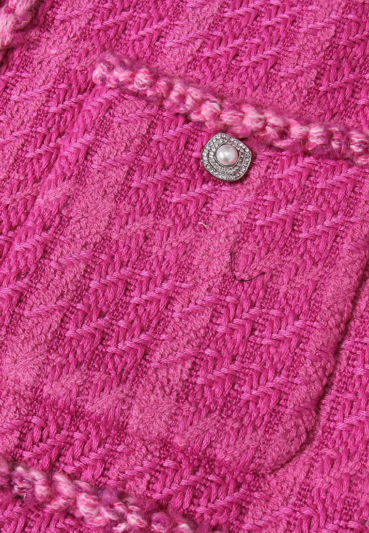 Checked Braided-trim Cropped Jacket