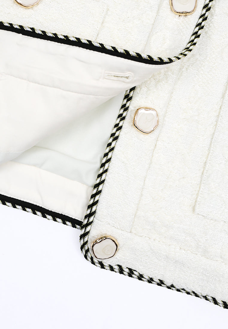 Blanc Tweed Leopard Tresse Jacket