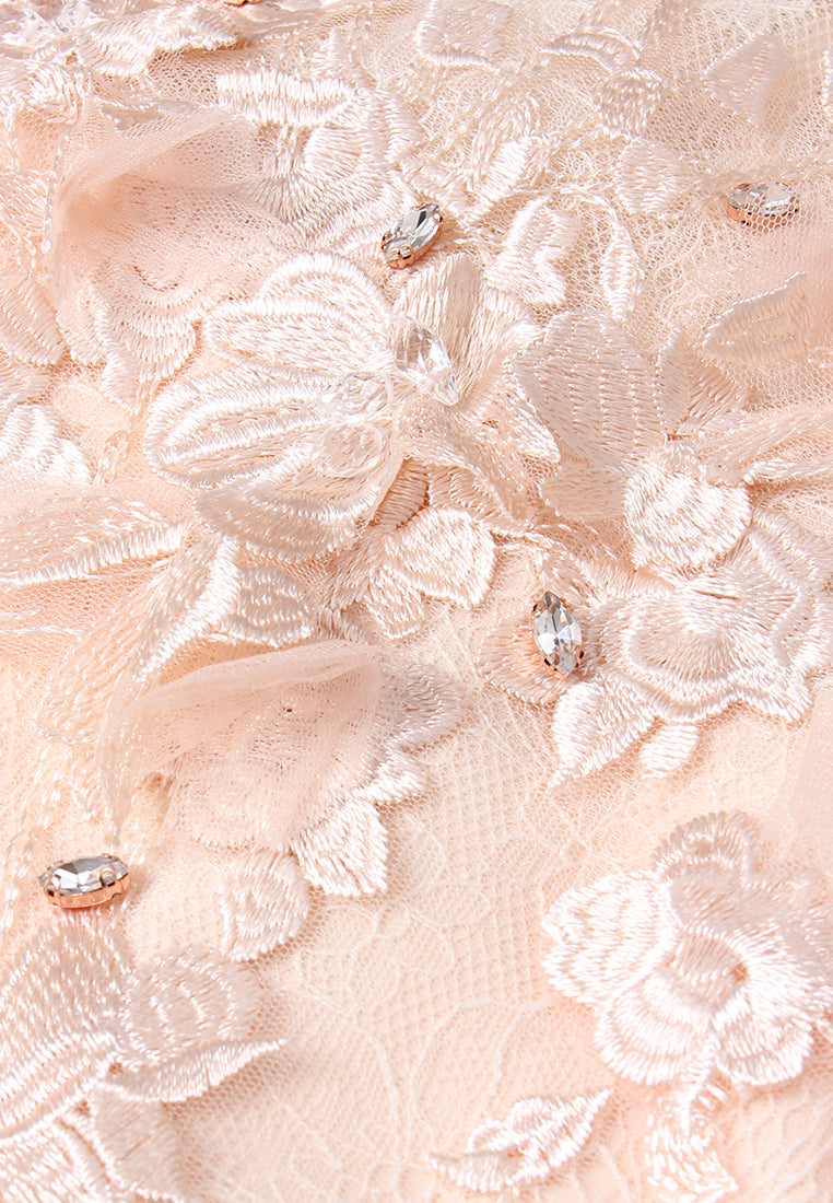 Crystal-trim Appliqué Lace Dress