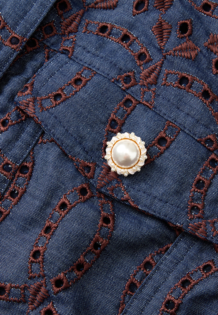 Contrast Embroidered Monogram Jacket