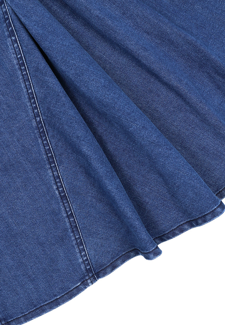 Bleu Denim Évasé Skirt