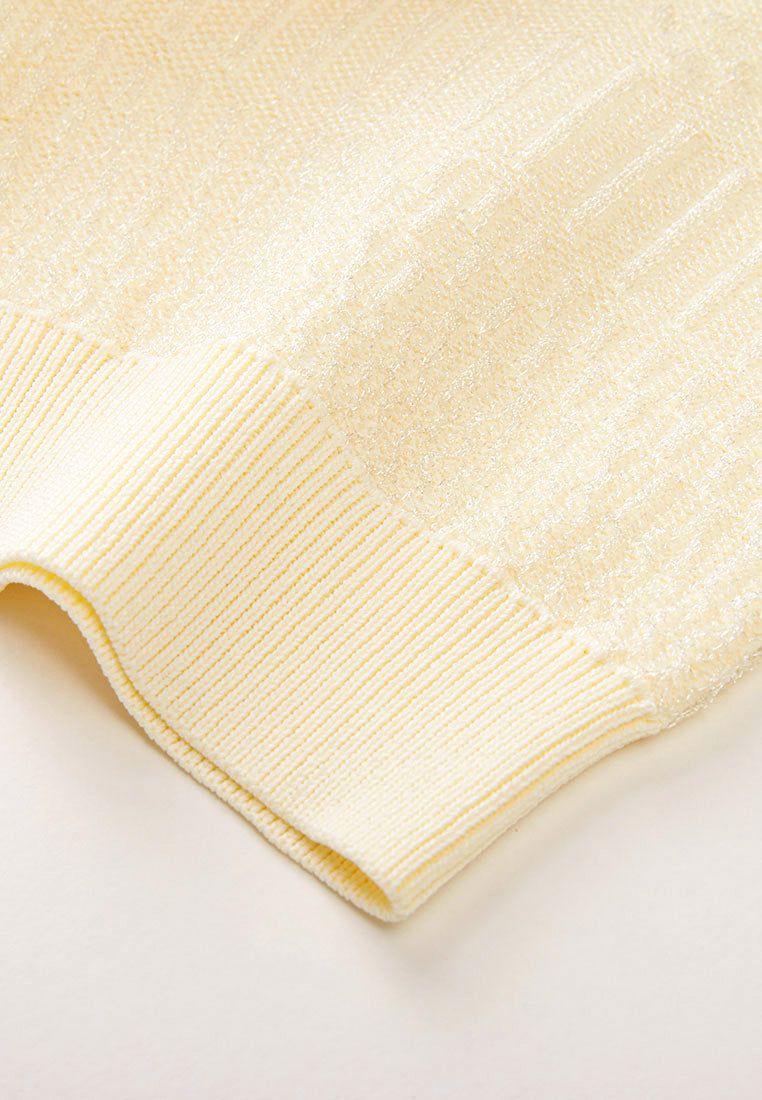 Beige Knit Pattern Polo Shirt