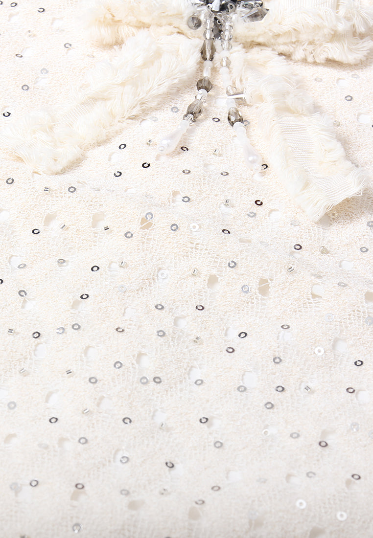 Embellished Bow Sequin Blouse