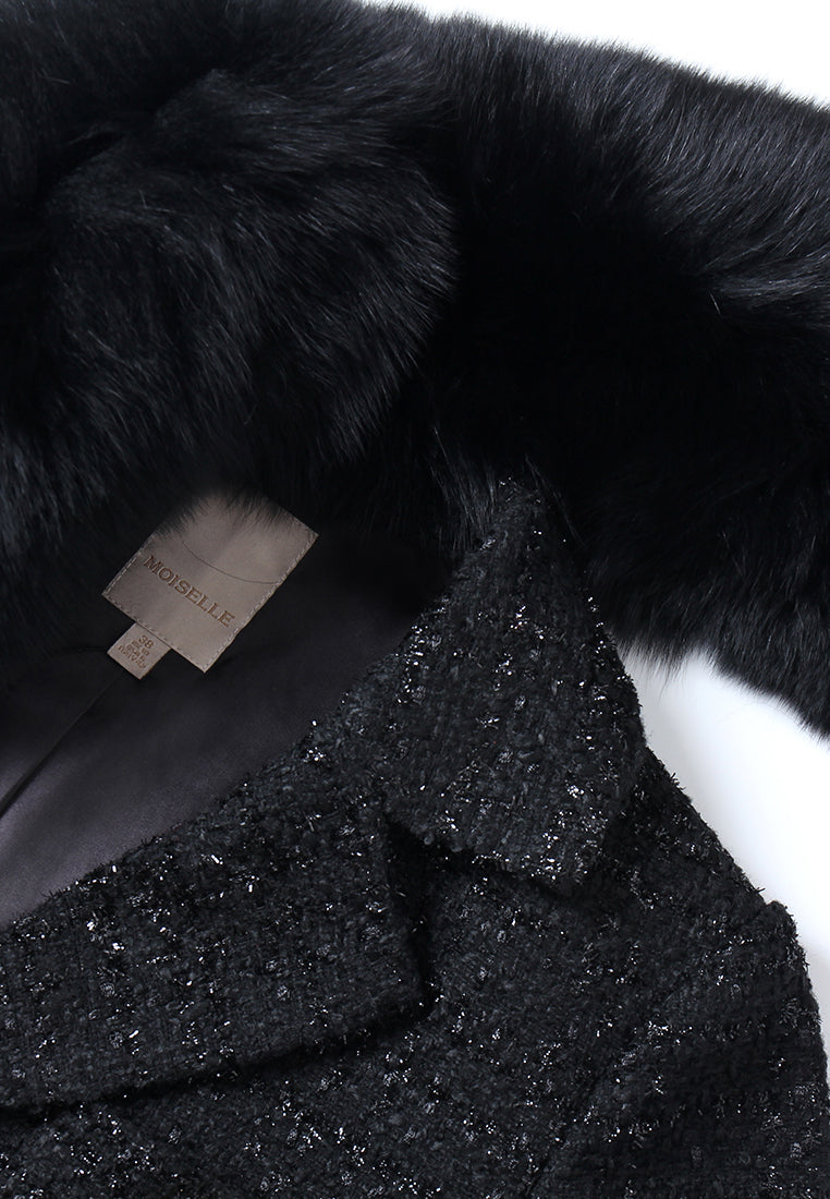 Noir Étoilé Manteau en Tweed