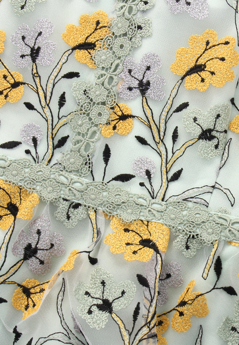 Celadon Garden Embroided Dress