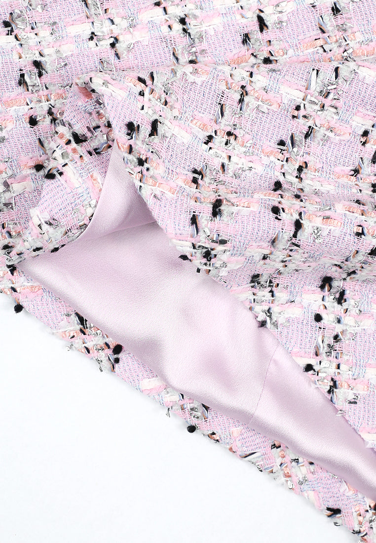 Rose Tweed Carreau Doré Dress
