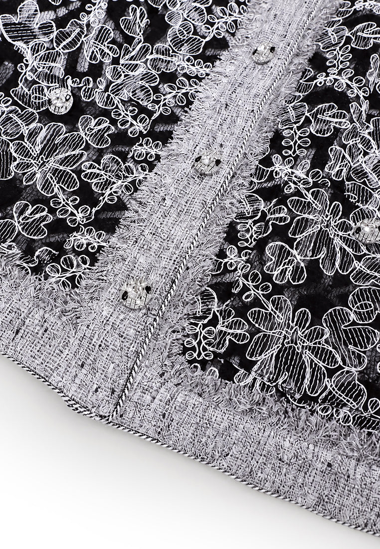 Gris Florale Sérénité Cardigan
