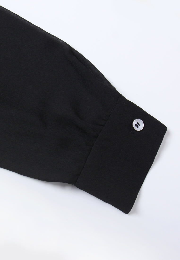 Embellished Pleated Sheer Blouse