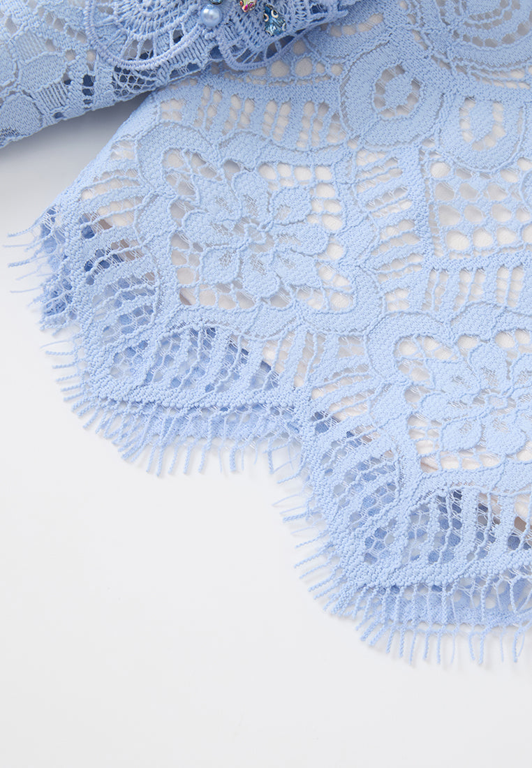 Embellished Butterfly Appliqué Lace Shirt