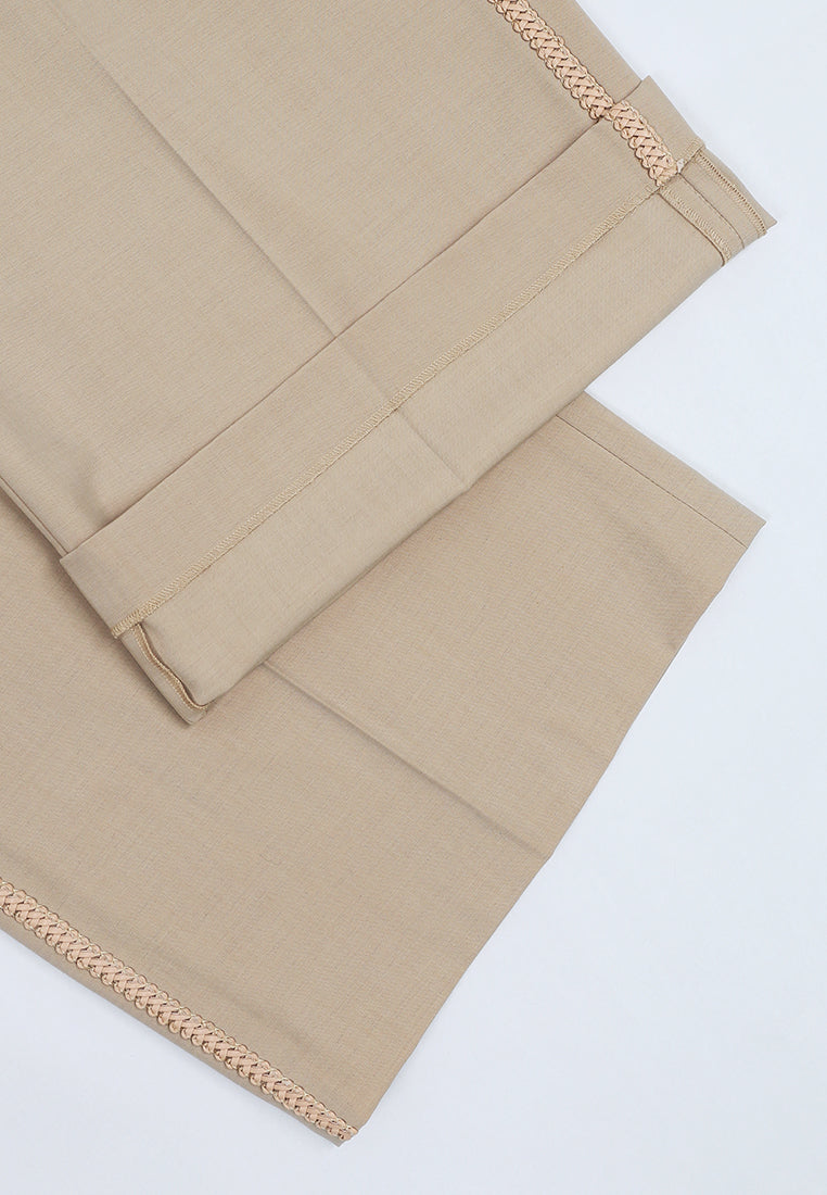 Champagne Galon Wide-Leg Trousers
