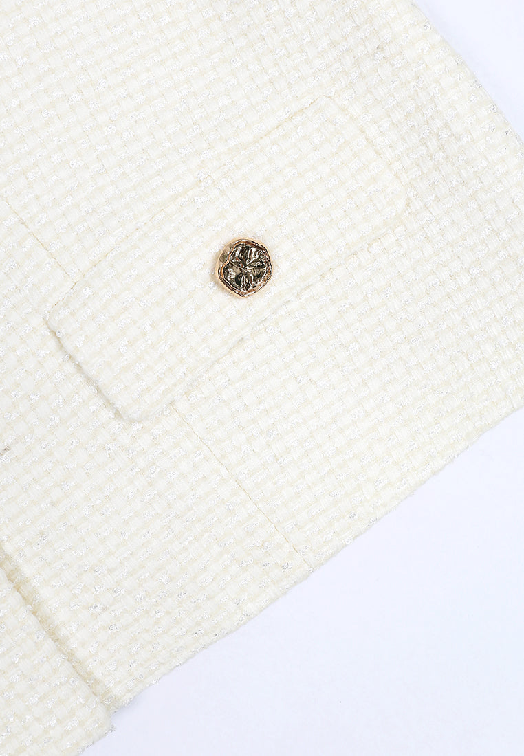 Blanc Tweed Bouton Doré Jacket