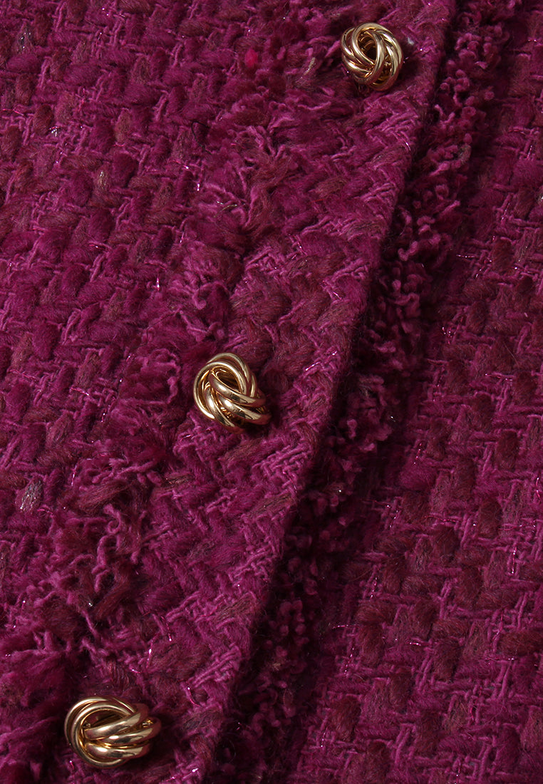 Checked fringed tweed jacket