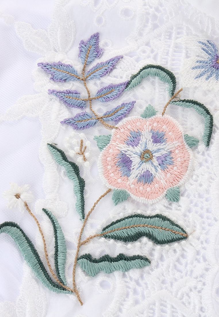 Ivory Dentelle Fleuris Blouse