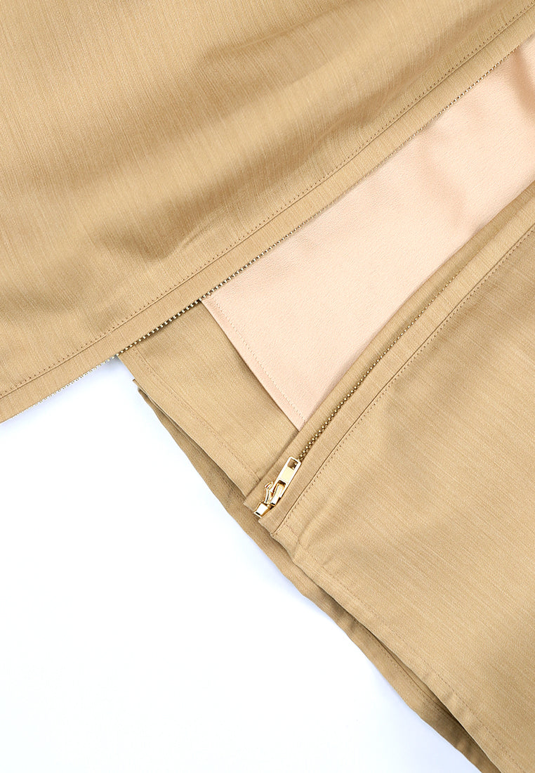 Beige Smock Plissé Skirt