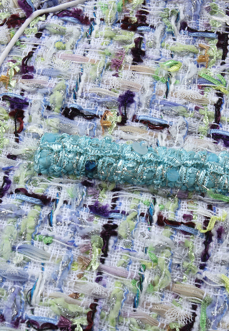 Azure Tweed Structured Dress