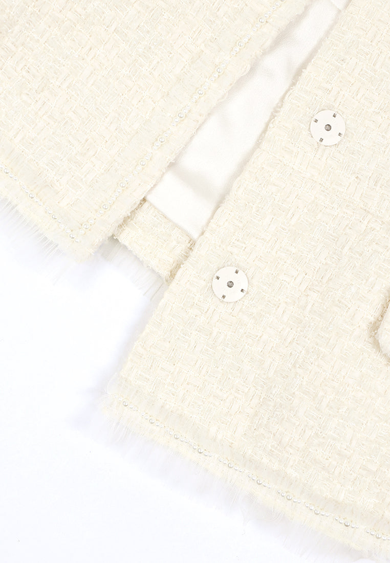 Crème Tweed Fleur Frangé Jacket