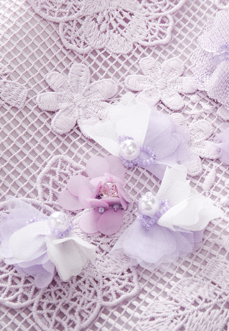 Lilac Lace Midi Skirt