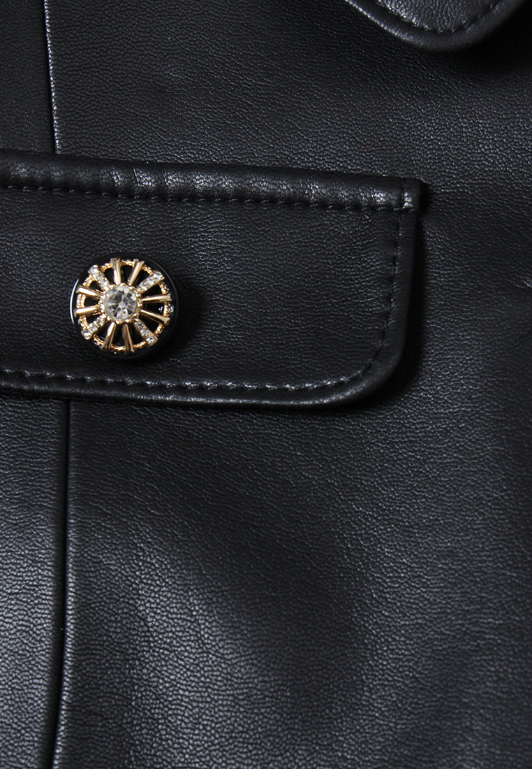 Velours Astra Buttoned Leather Jacket