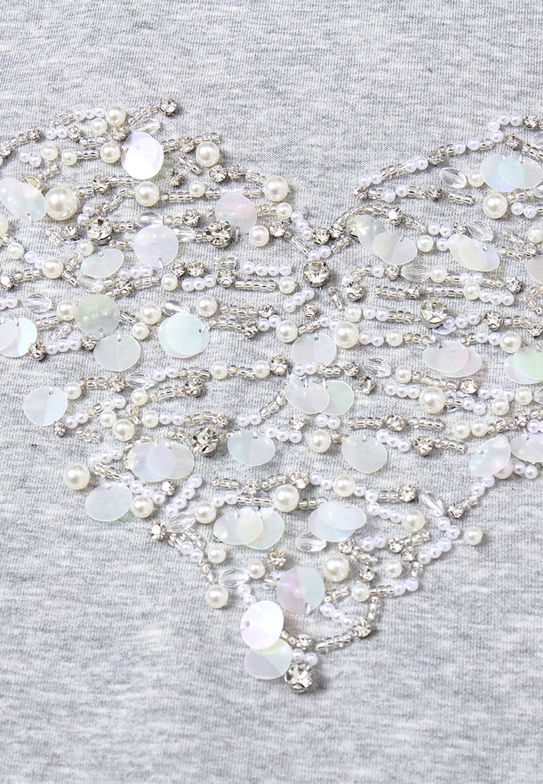 Embellished Heart Motif Sweatshirt