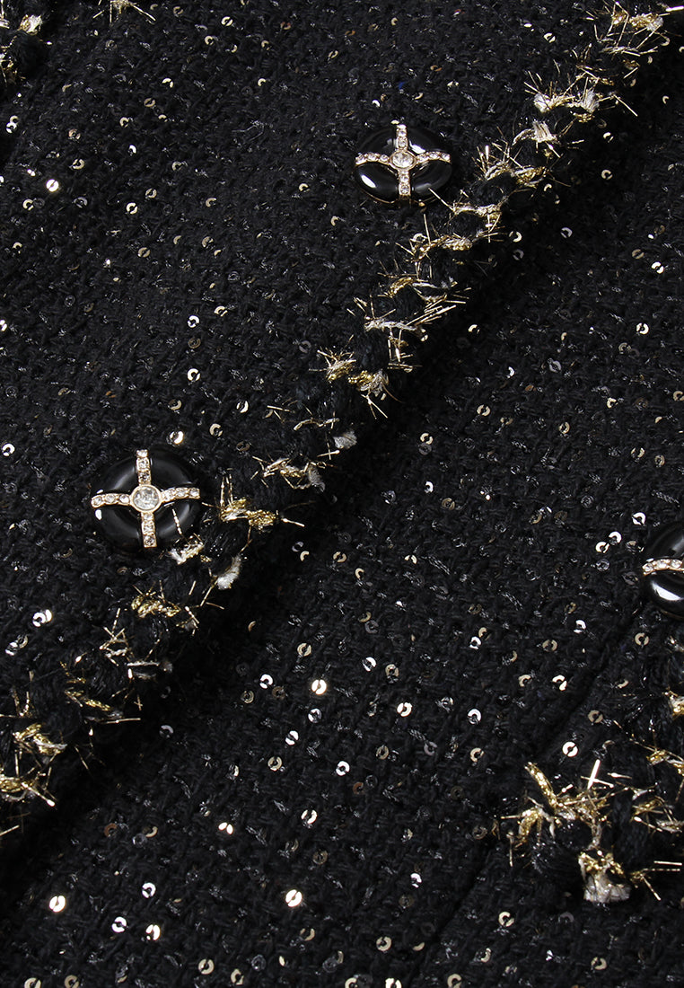 Frayed Lurex-trim Sleeveless Coat