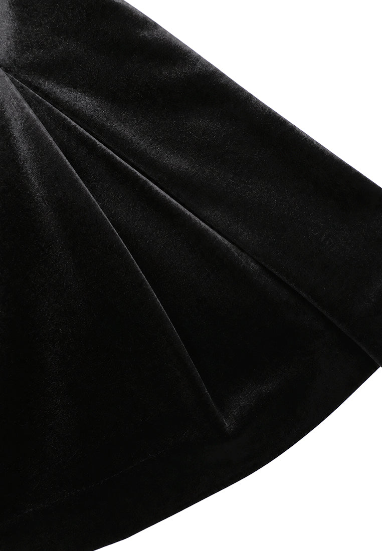 Velours Noir Plissé Skirt