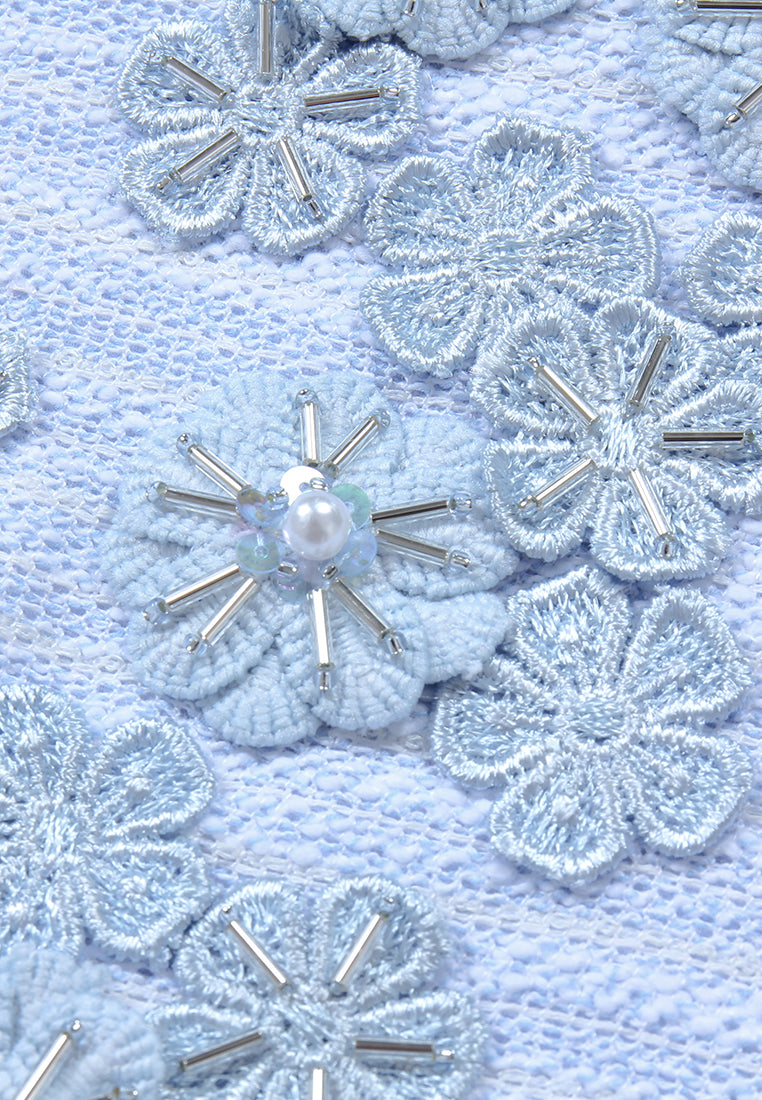 Azure Peony Embellished Dress