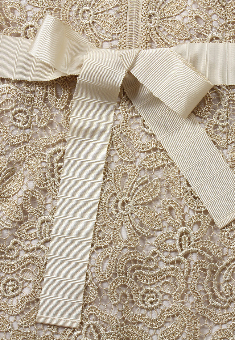 Champagne Lace Ribbon Dress