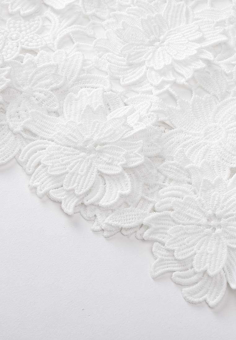 White Lace Sleeveless Midi Dress