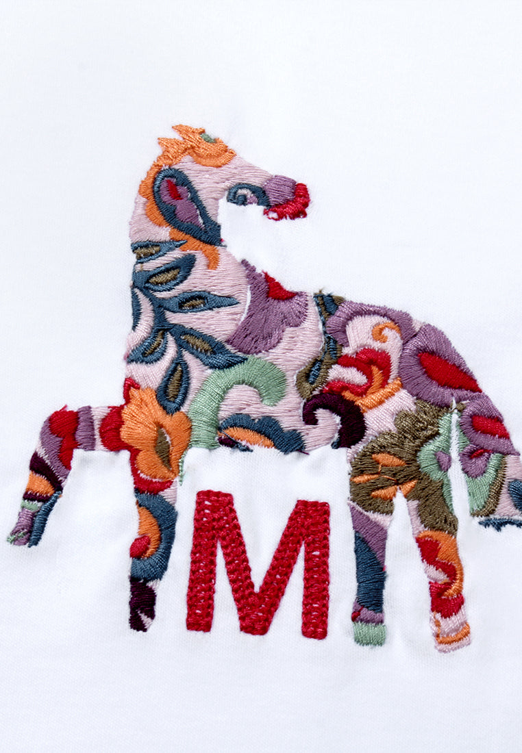 Floral Horse Embroidery T-Shirt