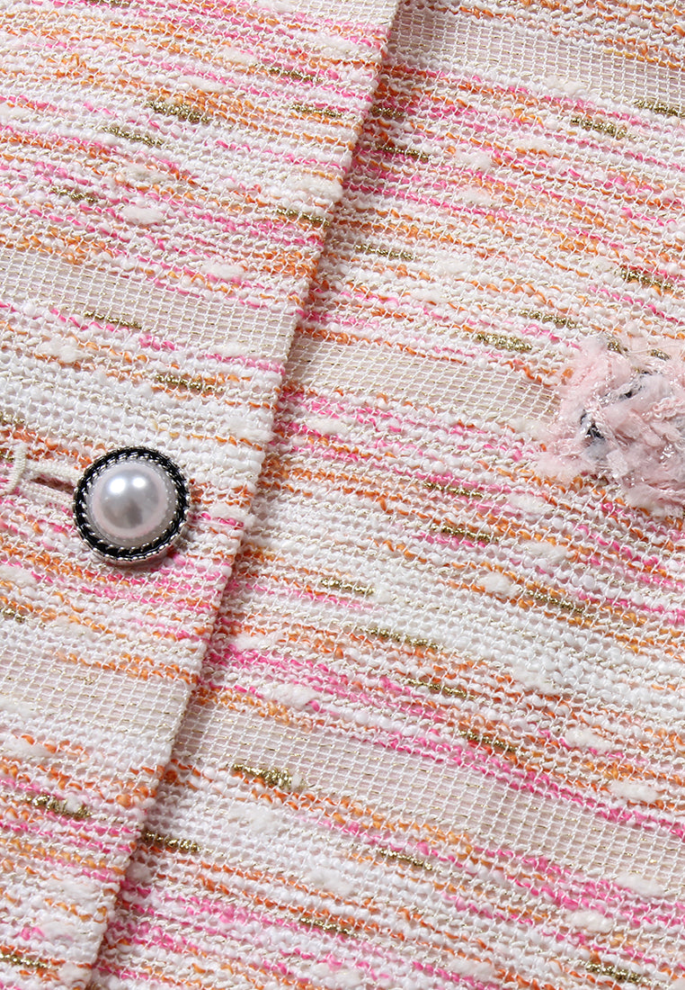 Baby Pink Weave Tweed Jacket