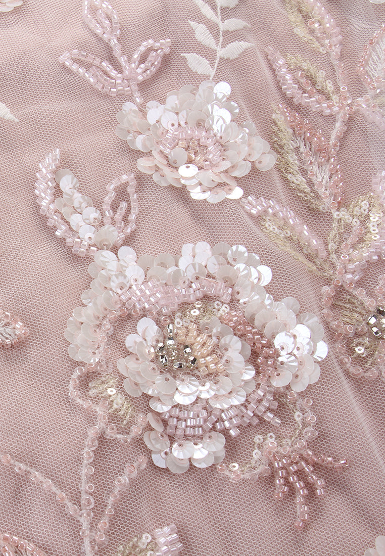 Rosé Enchanté Embroidered Dress