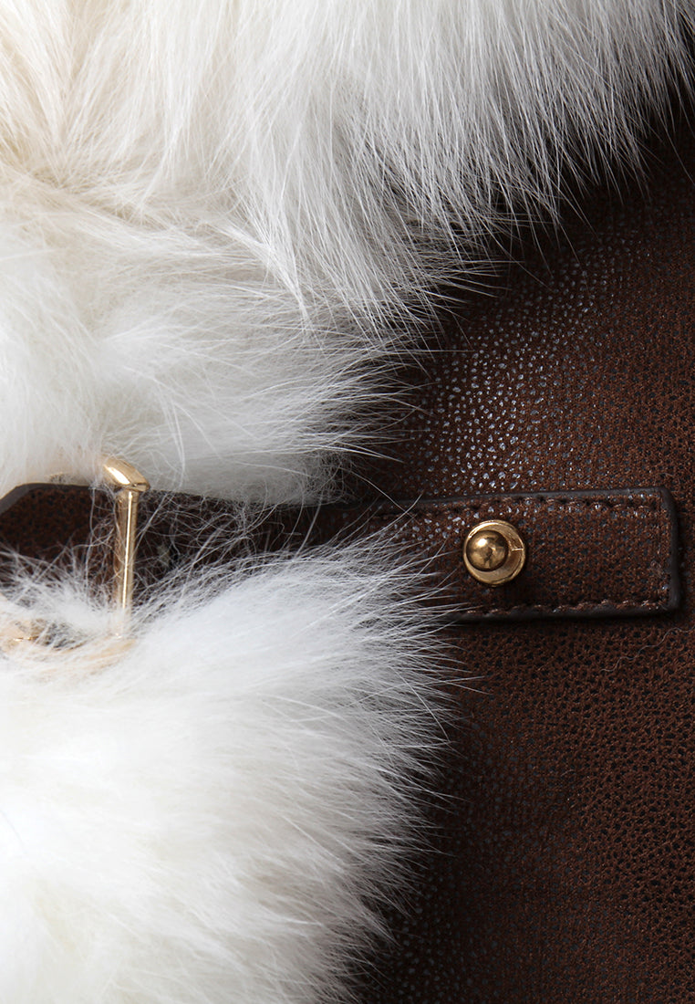 Frosted Brown Leather Fur Jacket