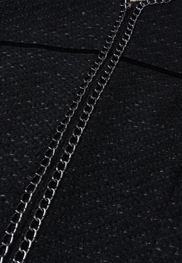 Gilded Edge Textured Zip Tweed Jacket