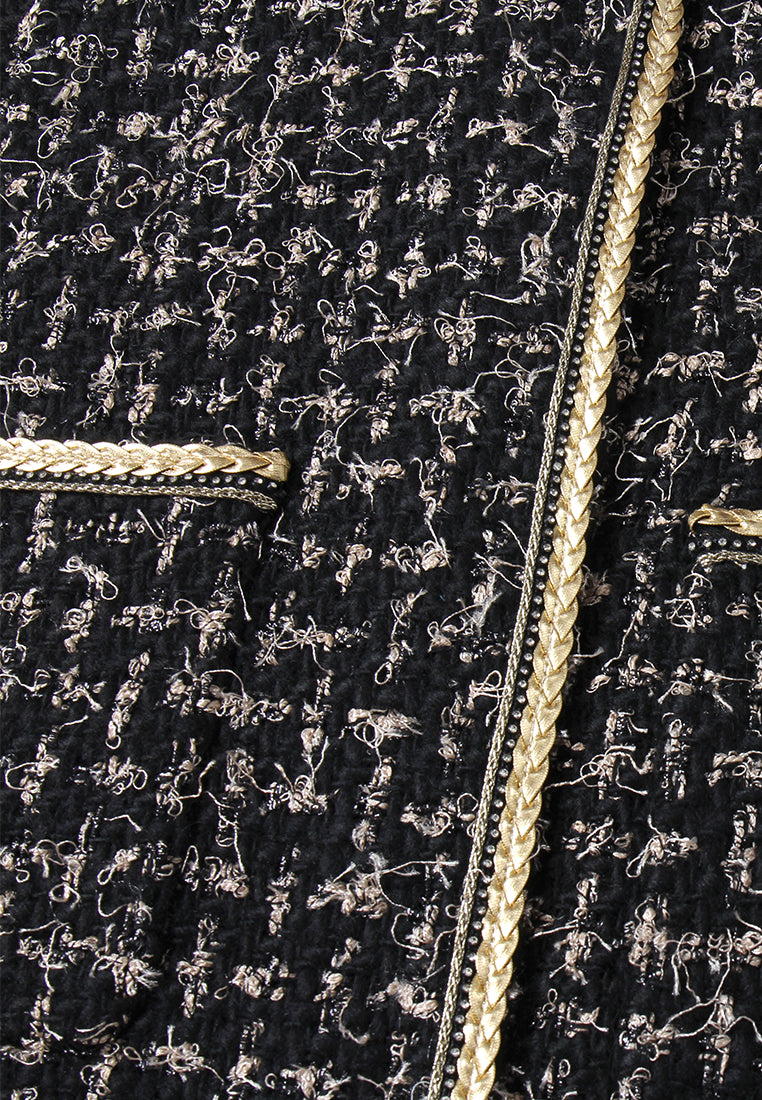 Éclat Embellished Sleeve Tweed Coat